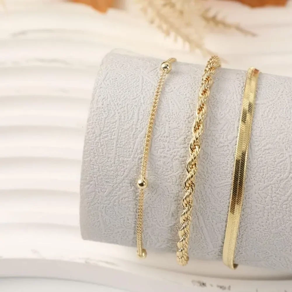 NEW 14K Gold Plated Elegant Gold Bracelet Set